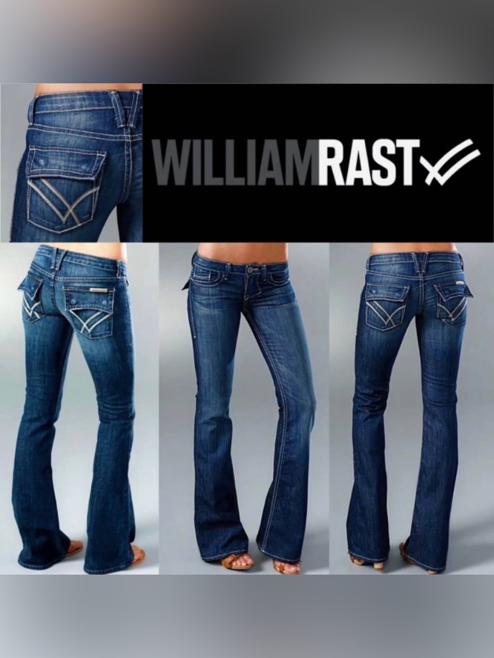 William Rast Belle Flare Low Rise
Distressed Jeans Flap Pocket Size 29